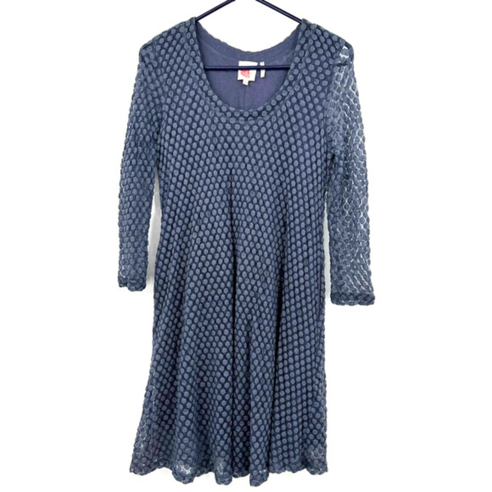 Lilka size Small‎ blue polka dot long sleeve dress lined